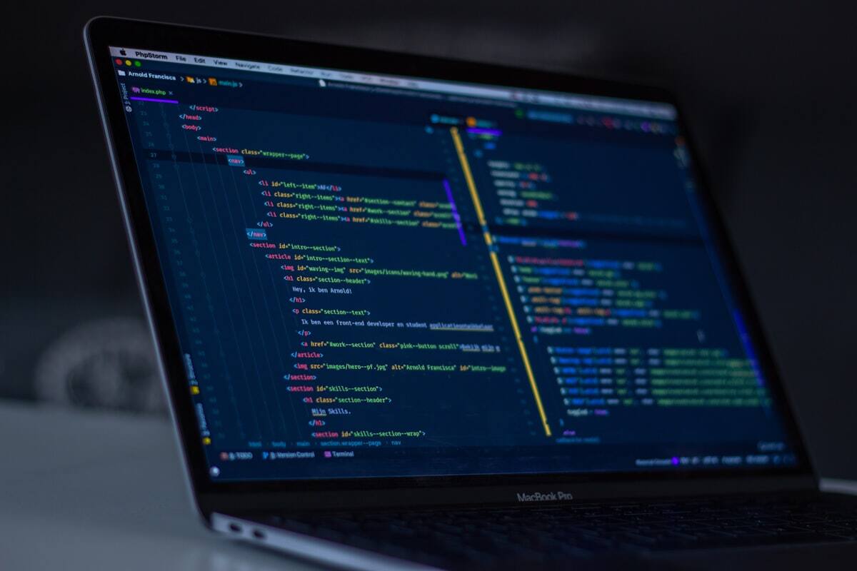 Laptop with an open code editor